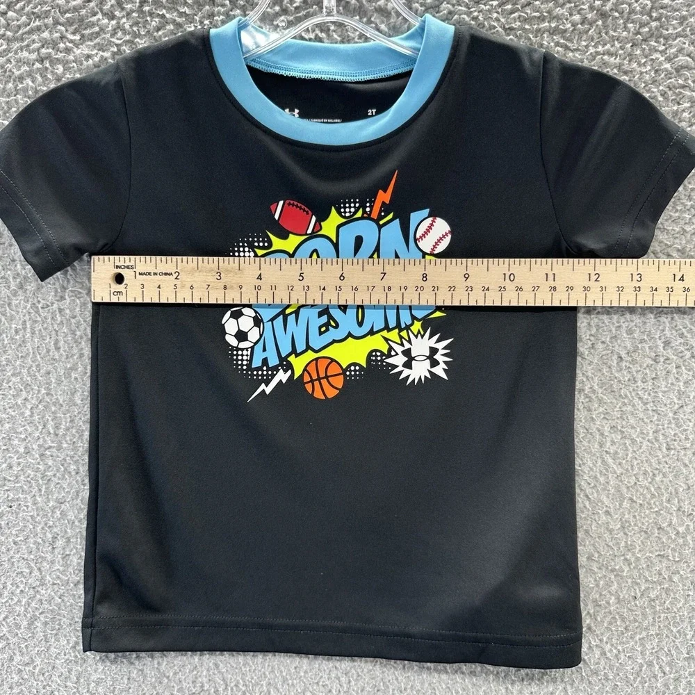 Under Armour T-Shirt Boys Size 2T  Black Short Sleeve Graphic T Shirt Boys 2T